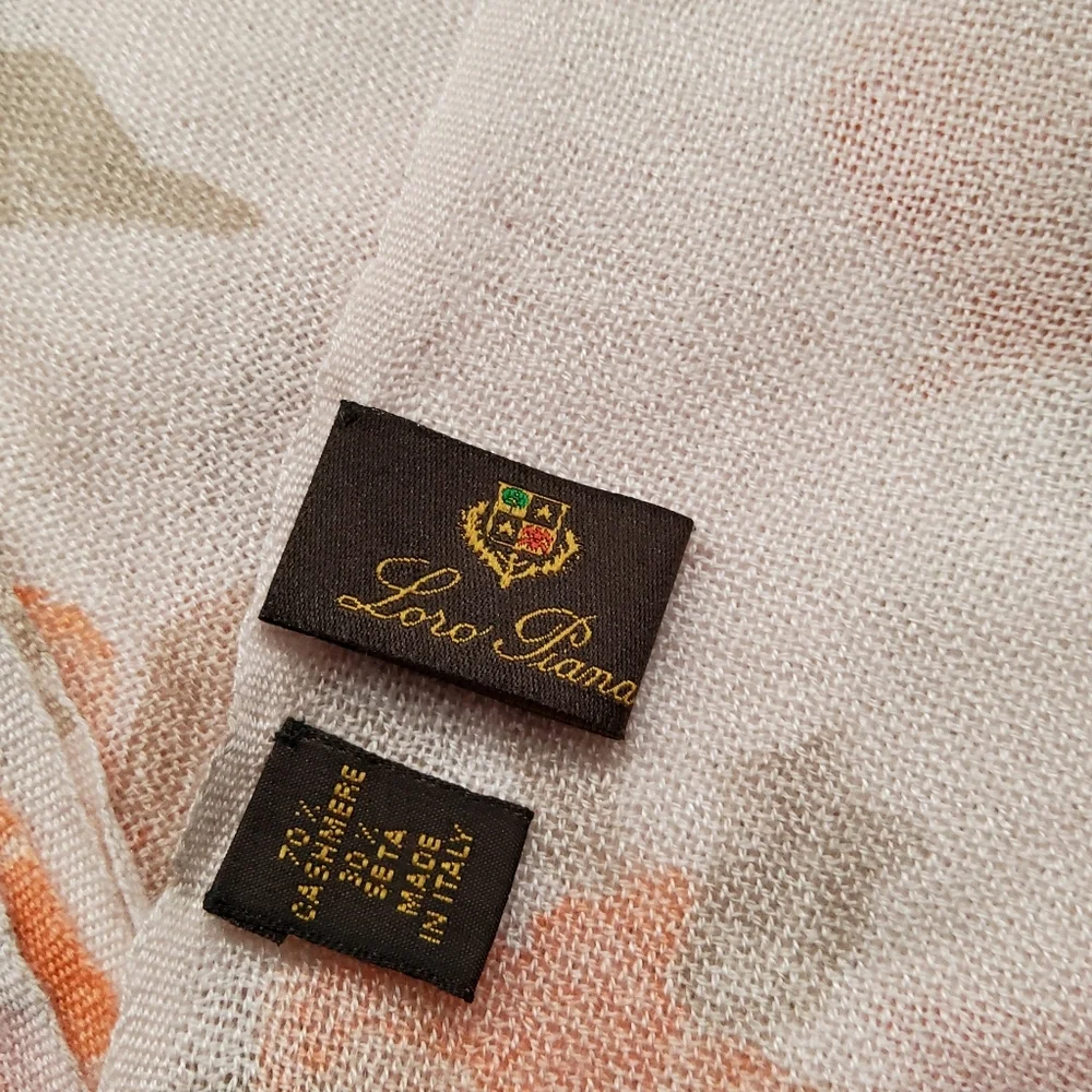 Loro Piana Floral Scarf in Cream and Orange